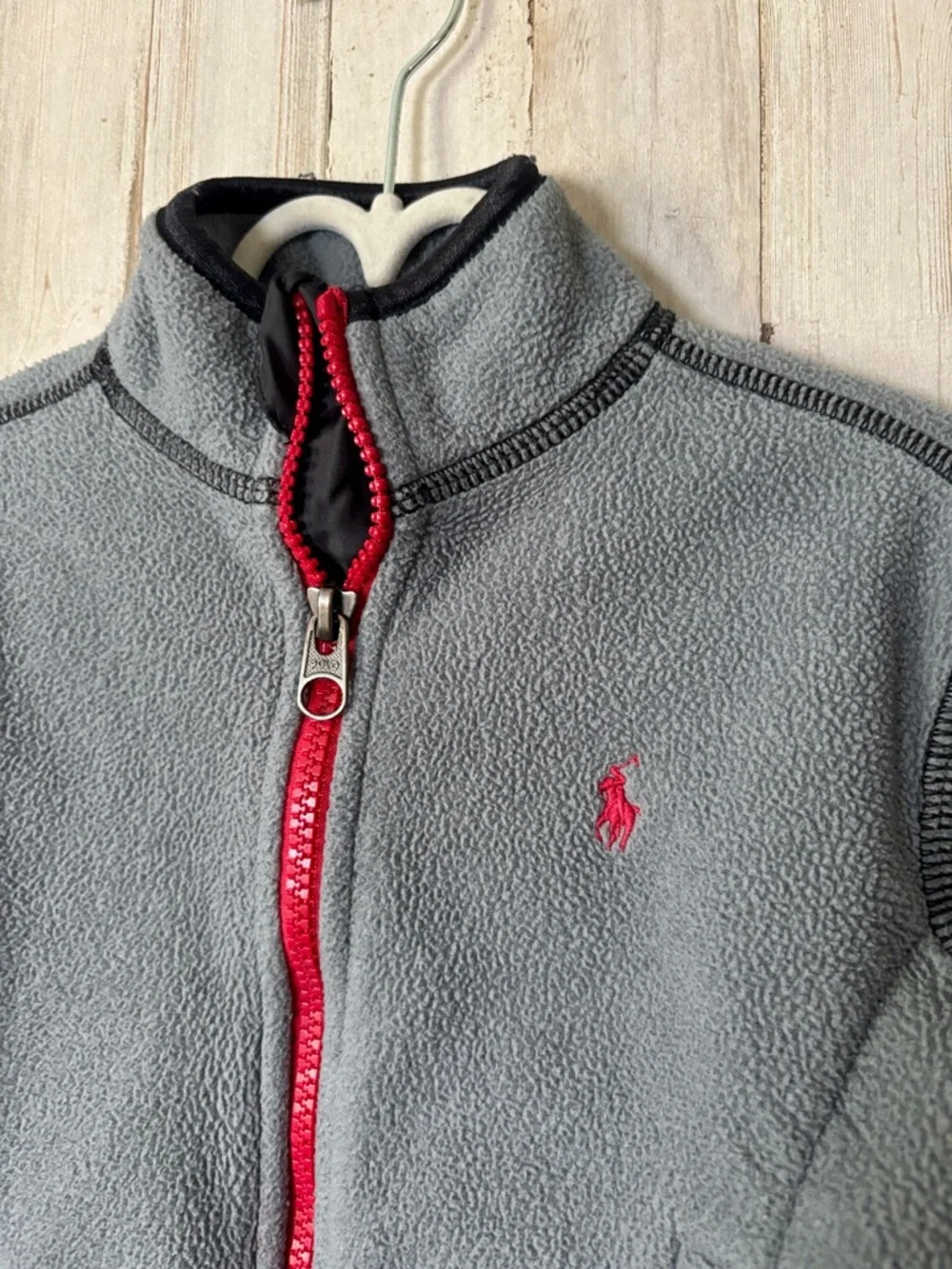 Ralph Lauren Grey Fleece‎ Jacket with Red Accents